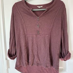 Jane and Delancey Button-Up Waffle Knit Long Sleeve Top